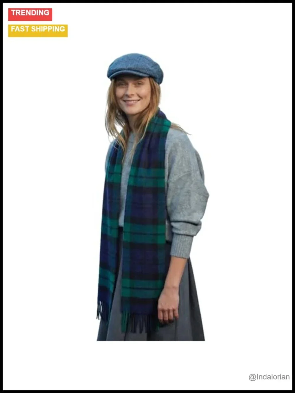 Pure Lambswool Tartan Scarf 9x78 Unisex Winter Wrap